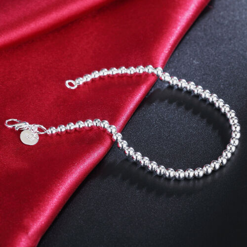 Wholesale 925 Silver Filled Womens 4mm Ball Beads Chain Bracelet Bangle Stunning - Picture 4 of 15