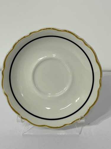 Syracuse China Black & Mustard Dorado Scalloped Edge 6-J Saucers 5.5" Lot of 6 - Picture 12 of 13
