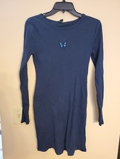 Women's Long Sleeve Bodycon Dress - Wild Fable Navy Embroidered Size M - NWT B54