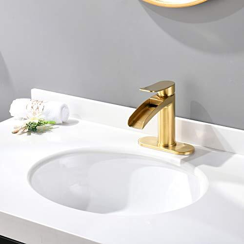 Single Handle Waterfall Faucet for Bathroom Sink in Brushed Gold NS-SF01 - Picture 3 of 7