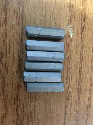 (6) 1/4'' Hex Head 1''L 1/4'' Drive Rock River  Insert Bit