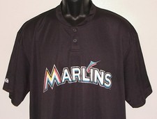 NEW MLB Florida MARLINS MAJESTIC 2-Button *COOL BASE* Henley JERSEY SHIRT XL,2XL