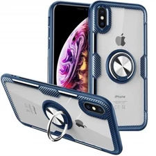 360° Rotating Magnetic Clear Ring Case Cover for iPhone XR 6.1" BLUE