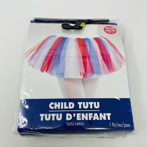 Child Size S/M Patriotic Red White Blue Americana Mesh Tutu Play Halloween 413 - Picture 2 of 11