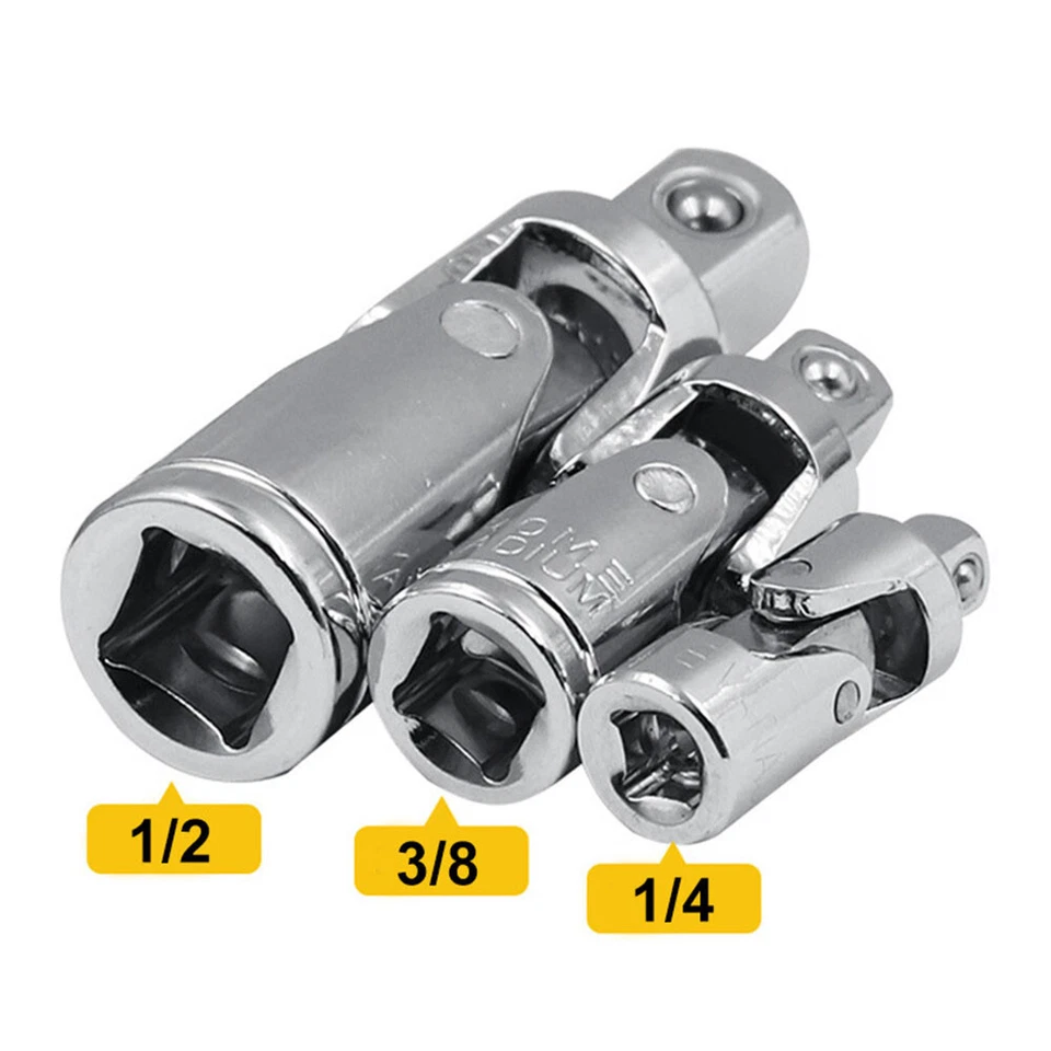 3Pc Impact Universal Joint Socket Swivel Set,1/4" 3/8" 1/2" Drive Joint Sockets⇓ - Image 2 of 4