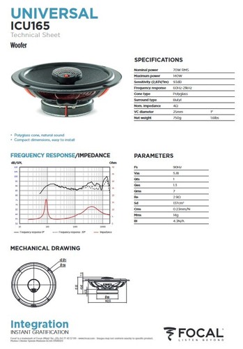 Set 6 Altavoces Focal Universal para VW Golf IV Descapotable (1E7) - Imagen 6 de 6