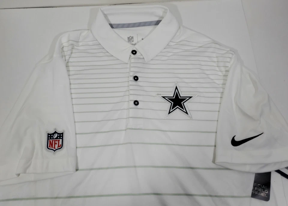 Nike Dallas Cowboys Temporada Temporada Rendimiento Dri-Fit Hombres Polo Blanco Talla M Foto 3 de 4