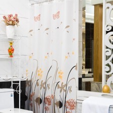 Flowers Waterproof Shower Curtains PEVA with Plastic Hooks Bathroom Decor