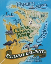 Cedar Island Map Print Decor Vintage style OBX Beach North Carolina Pamlico