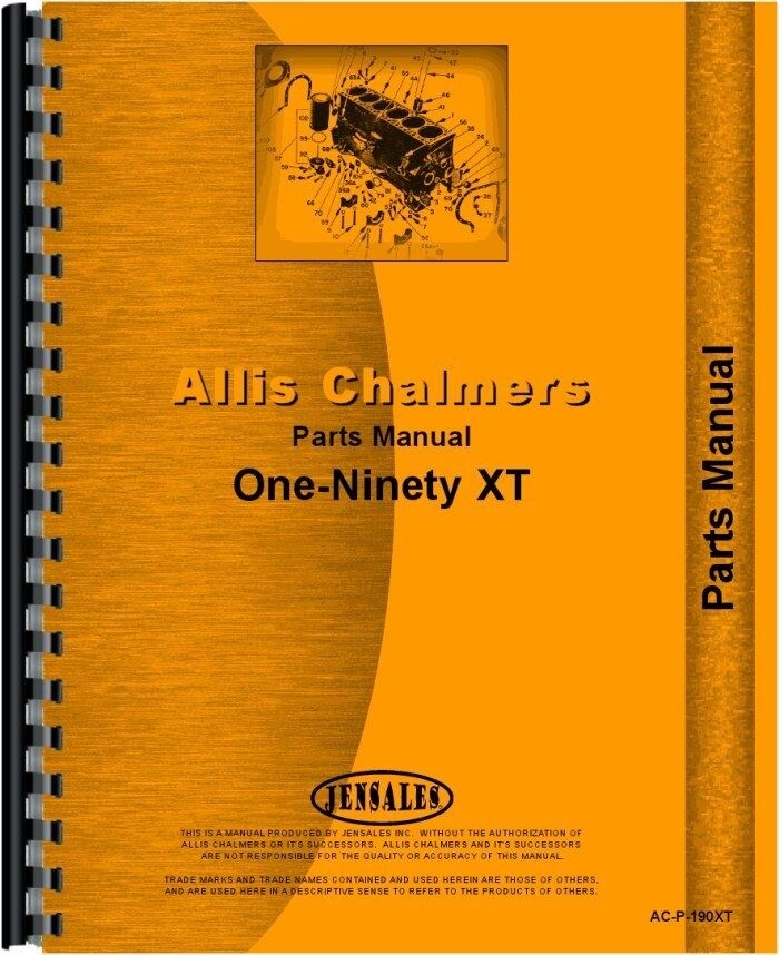 Allis Chalmers 190 190XT Tractor Parts Manual Catalog Repair Guide