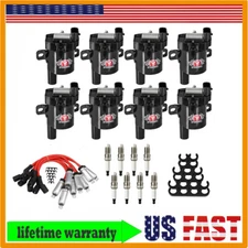 8x HIGH OUTPUT Ignition Coil and Spark Plug and Wire Set for Chevy GMC Cadillac