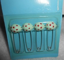 4-TIDY Vintage Baby Diaper Safety Pins for Cloth Diapers LADYBUGS Sealed Prop