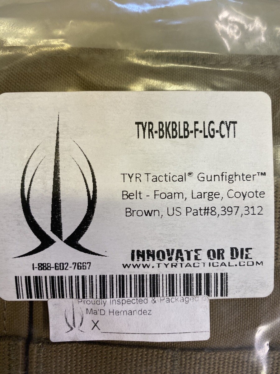 TYR TACTICAL GUNFIGHTER Belt - FOAM Large Coyote Brown TYR
