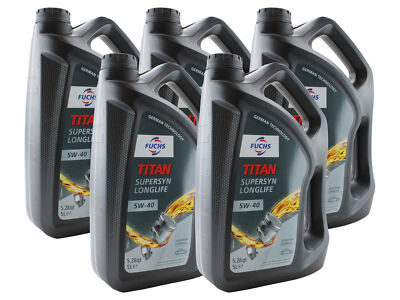 Fuchs 25 Liter TITAN SUPERSYN LONGLIFE SAE 5W-40 Engine Oil 5 x 5L for BMW MB VW