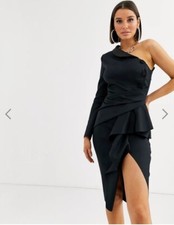 ASOS DESIGN Outstanding Peplum One Shoulder Tuxedo Dress Dress