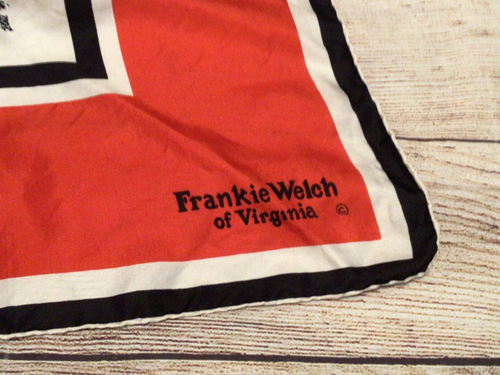 Vintage Scarf Frankie Welch Red Black Silk Cherokee Alphabet Scarf 29” x 30” - Picture 3 of 9