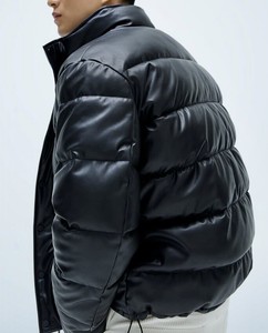 leather puffer jacket zara