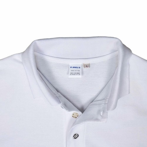 New Polo Shirt Mens Vintage Casual Golf Performance White Large 100% Cotton NOS - Afbeelding 6 van 7