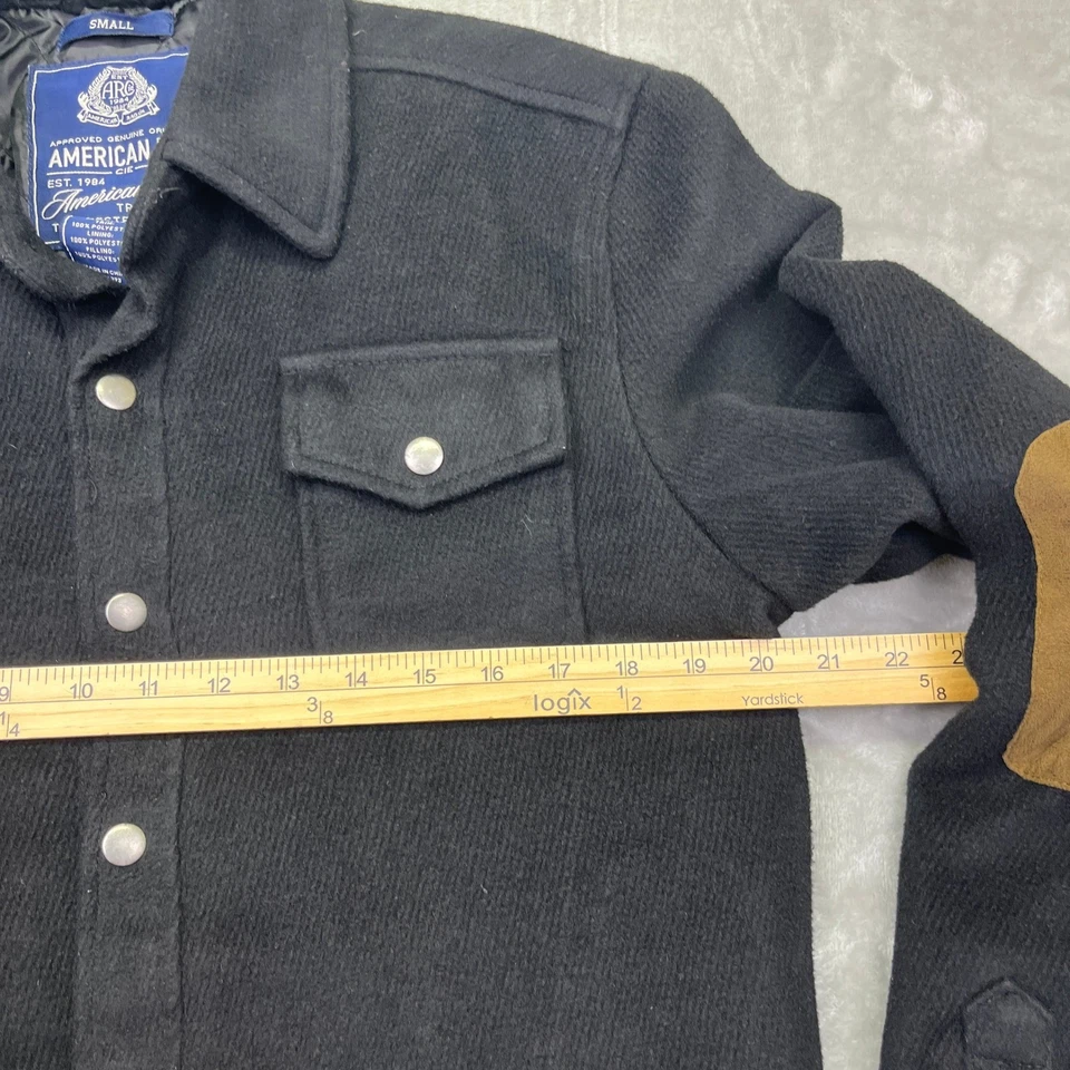 American Rag Wool Blend Shirt Jacket Quilted Lined Elbow Patch Small Boho Grunge - Image 3 of 4