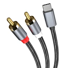 RCA to USB-C Audio Cable, USB-C to 2 RCA Male Audio Cable - RCA Y Splitter