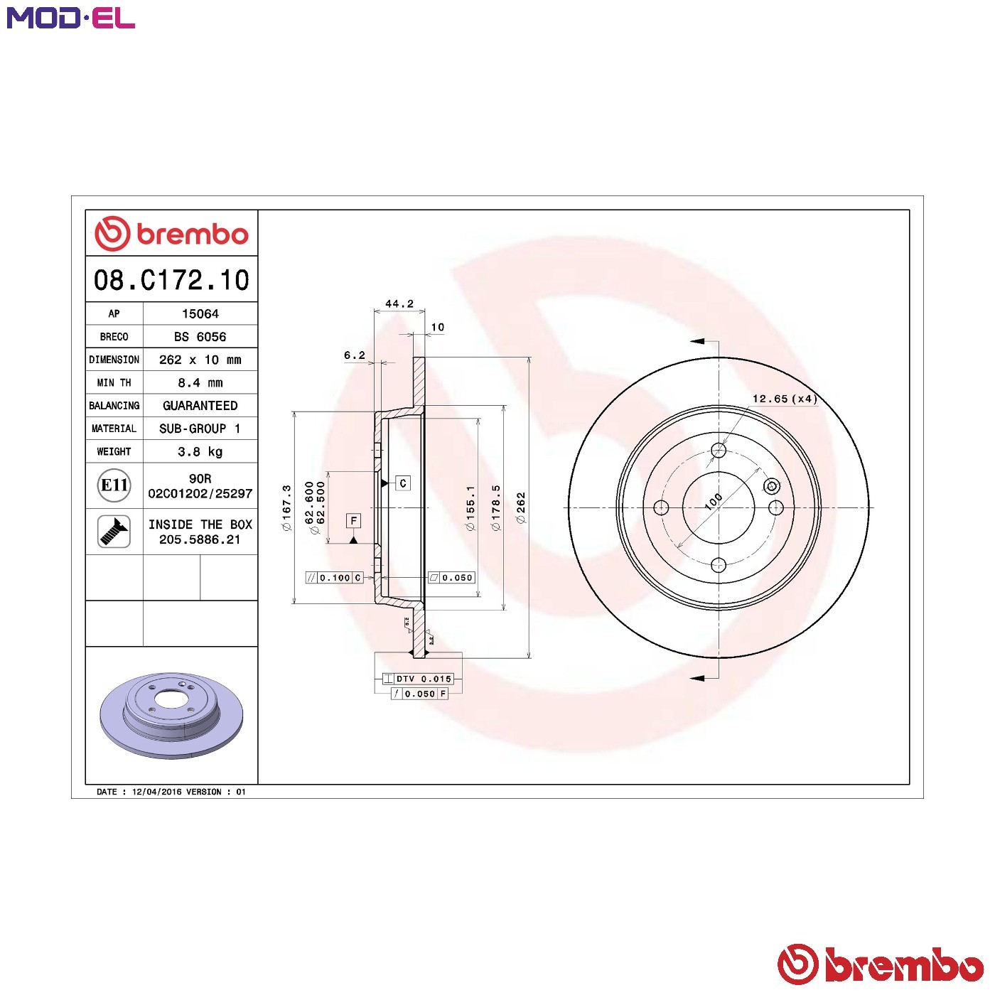 Brembo Prime Line Solid Brake Disc Pair - 08.C172.10 - Quality - Free Shipping - Image 13