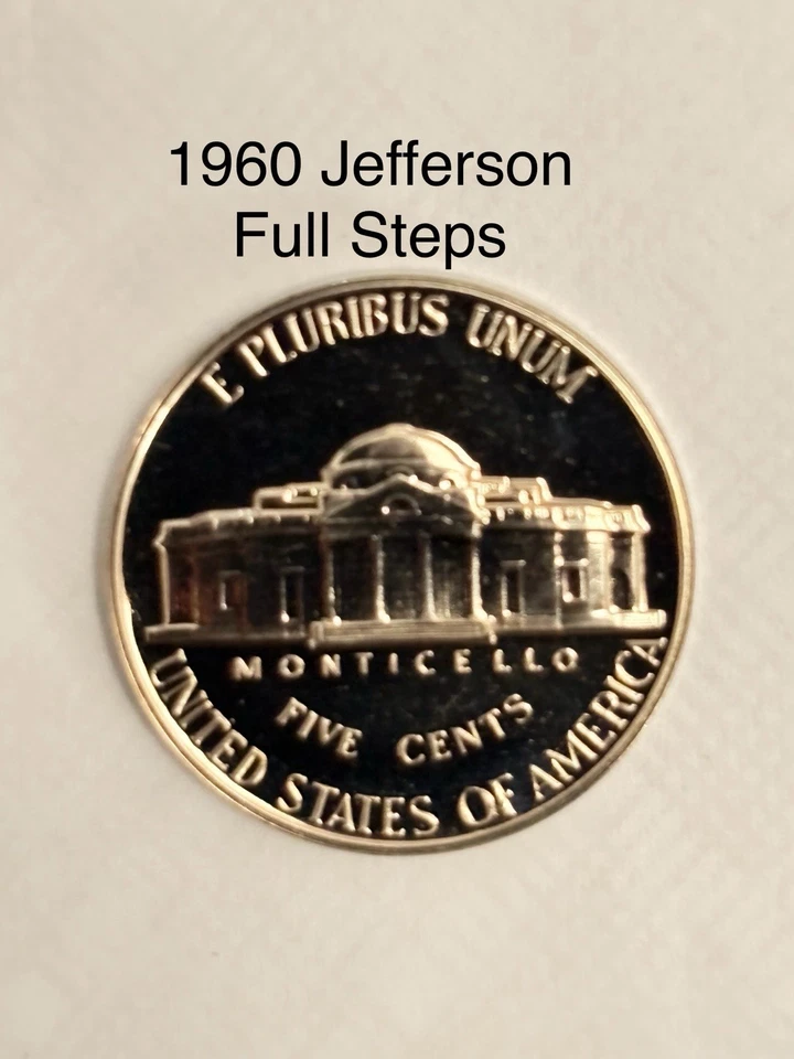 Belleza rara sin circular con pasos completos 1960 Jefferson níquel sin marca de ceca (fotos Foto 4 de 4