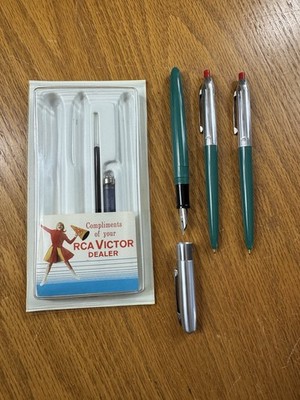 Vintage 1950s RCA VICTOR 3 PEN SET - Giveaway - Opened Not Used