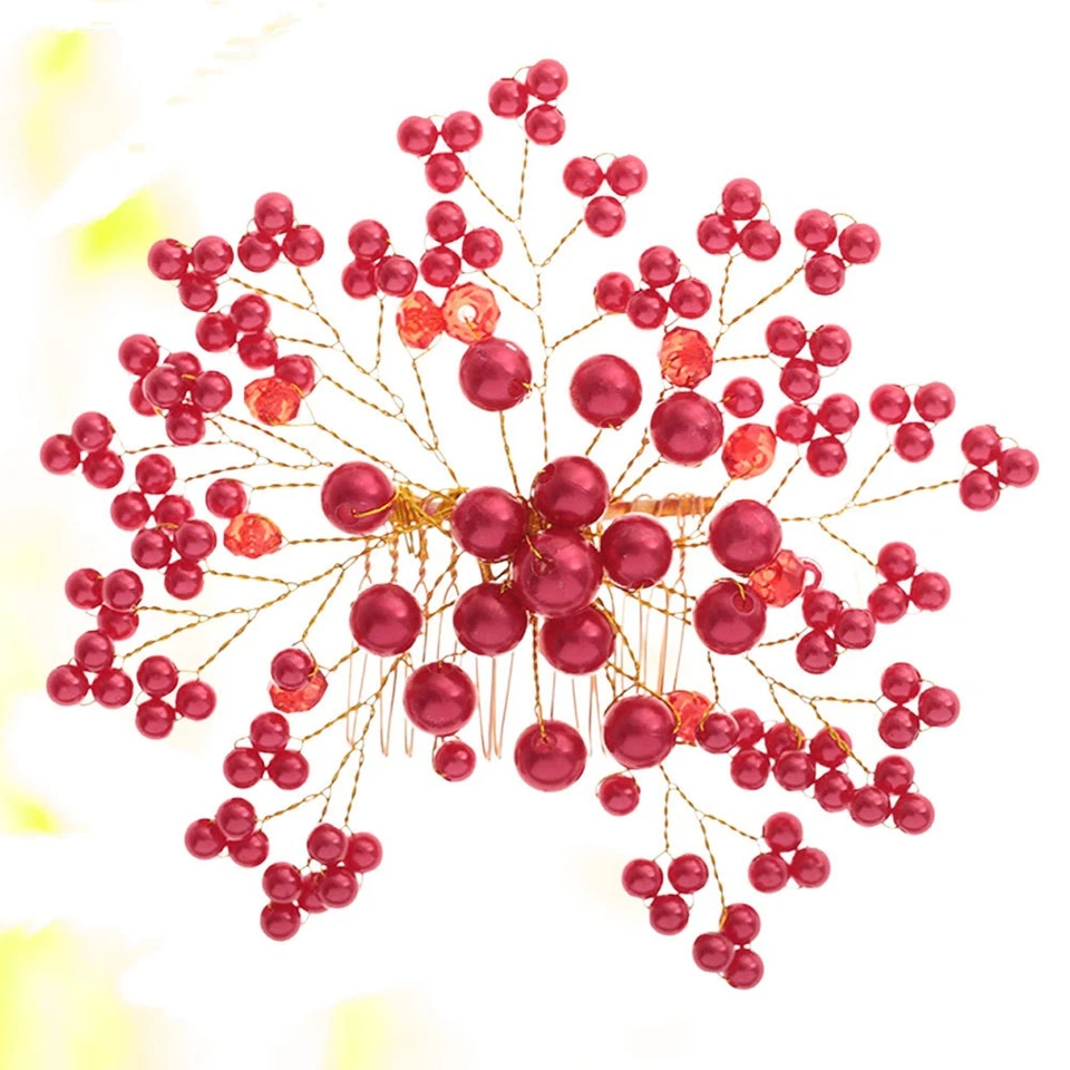 Crystal Bridal Comb Wedding Hair Barrette Red Haircombs for Women - Image 3 of 4