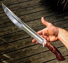 Coltello da caccia in acciaio a molla fatto a mano personalizzato: manico in palissandro e fodero in pelle