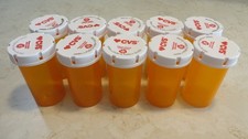10 Empty Amber Pill Bottles LOT - Crafts-Hobbies-Nuts/Bolts-Screws-Buttons