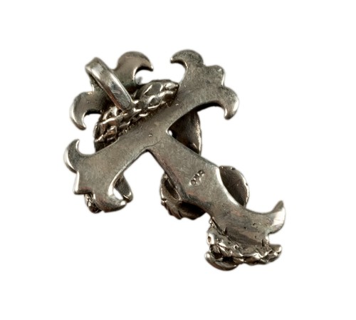Pendentif croix fleurs de lys et serpent en argent 925 # 6928 - Picture 4 of 5