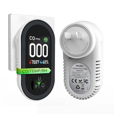 Moes Plug In Carbon Monoxide Detectors 3 In 1 CO/Temp/Humi Sensor Monitor Alarm
