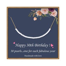 30th Birthday Gifts for Women - Happy Birthday Pearls Necklaces for 30th Birthda