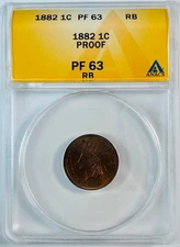 1882 Small Cents Indian Head ANACS PR-63 RB Proof Red Brown