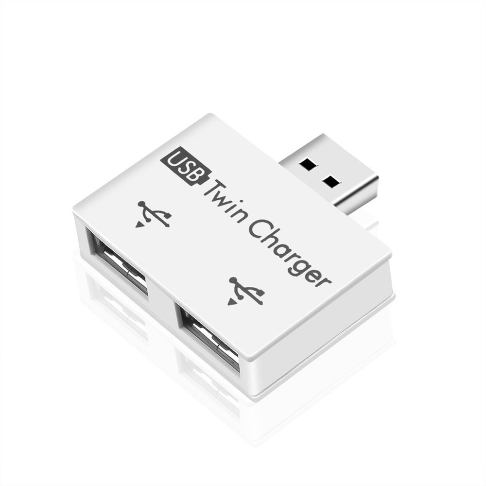 Portable USB Hub 2-Port Adapter Splitter for Dual Charging