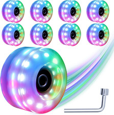 8-Pack Light-Up Roller Skate Wheels with Bearings for Quad Skating 82A