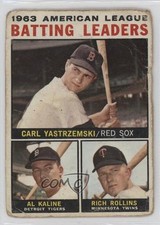 1964 Topps League Leaders Carl Yastrzemski Al Kaline Rich Rollins #8 HOF rs2