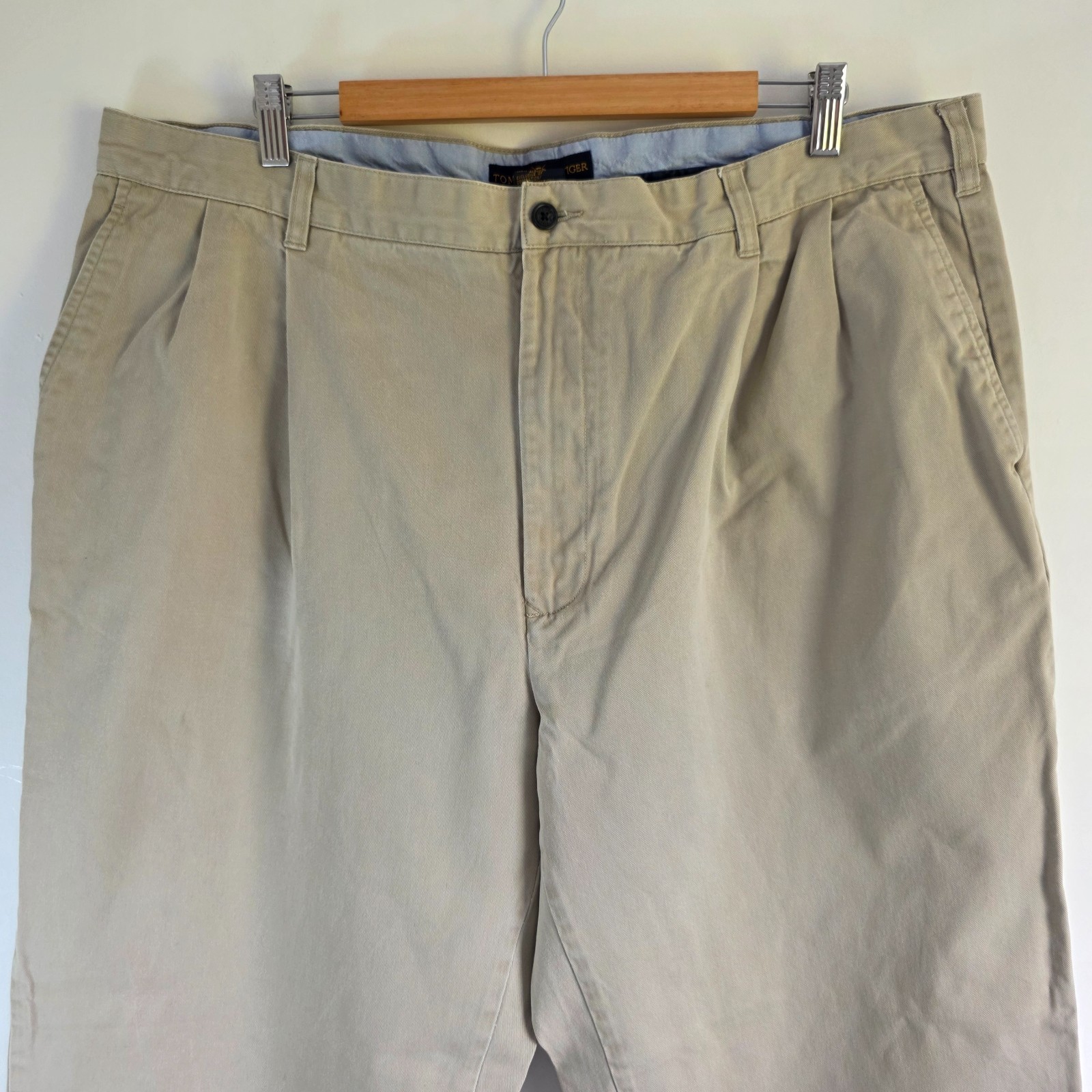 Tommy Hilfiger Golf Chino Trousers W41 L32 Beige Pleated Straight Men's Preppy image 5