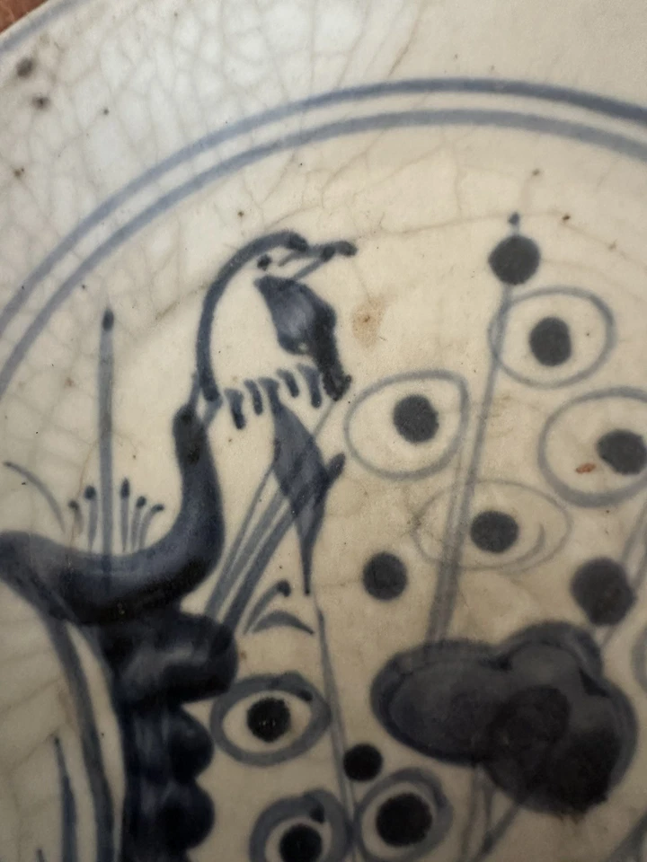 Antiguo cuenco naufragio Dinastía Qing Tek Sing pájaro y bayas porcelana 1820 Foto 3 de 4