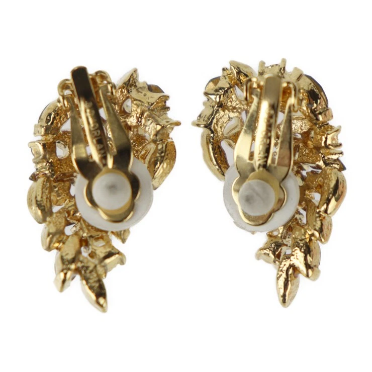 Juego de Pendientes y Broches D’ORLAN Metal Dorado Estrás Azul Transparente Usado Foto 4 de 4