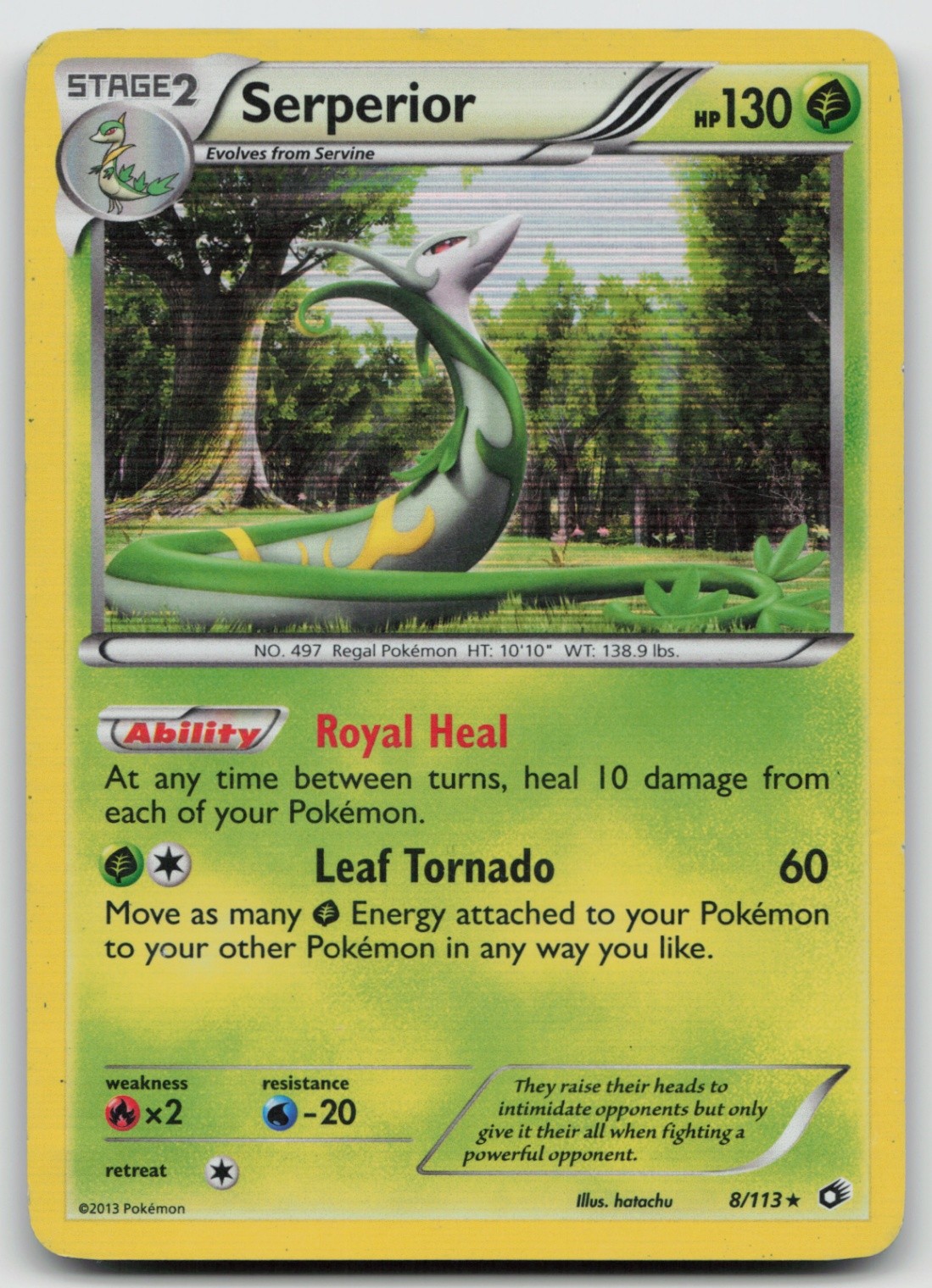 Pokemon Card Serperior Holo Rare Legendary Treasures 8/113