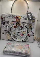 Dasein White Floral Purse Handbag Bag Matching Wallet Inside-New With Tags