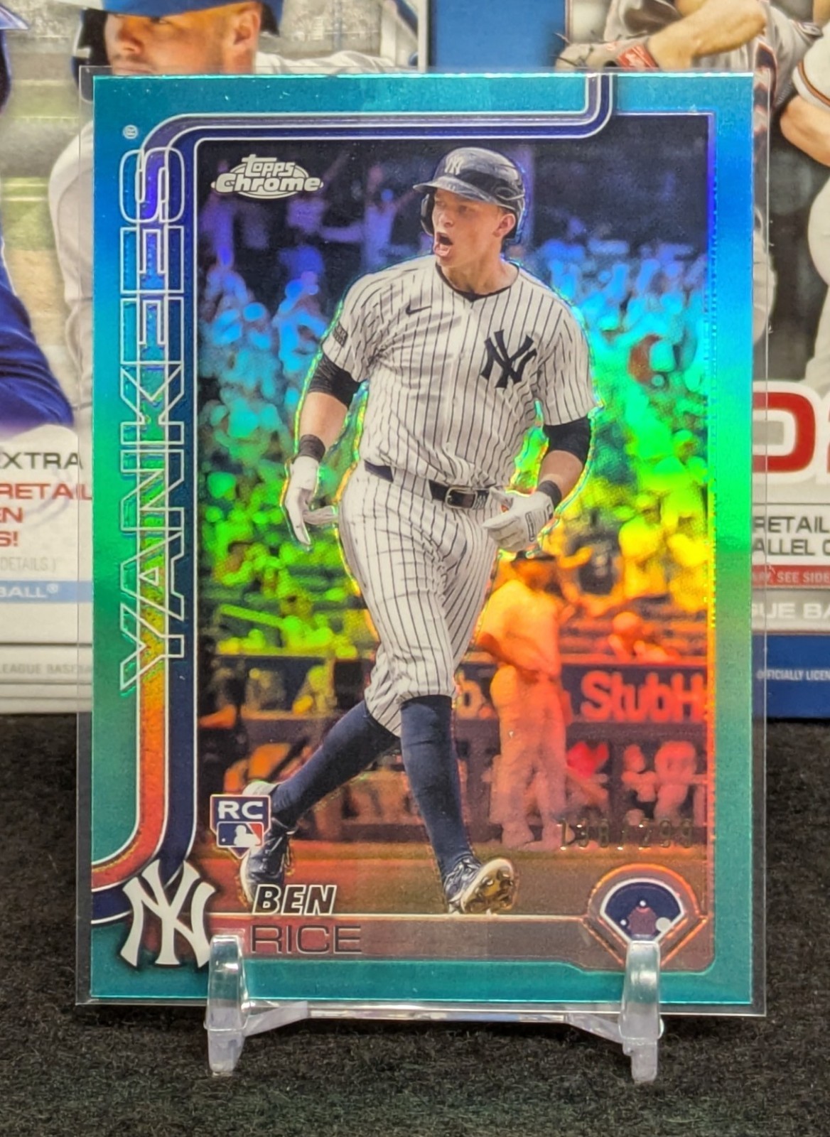 2025 Topps Chrome Ben Rice Teal Refractor /299 Yankees RC Rookie Parallel #139