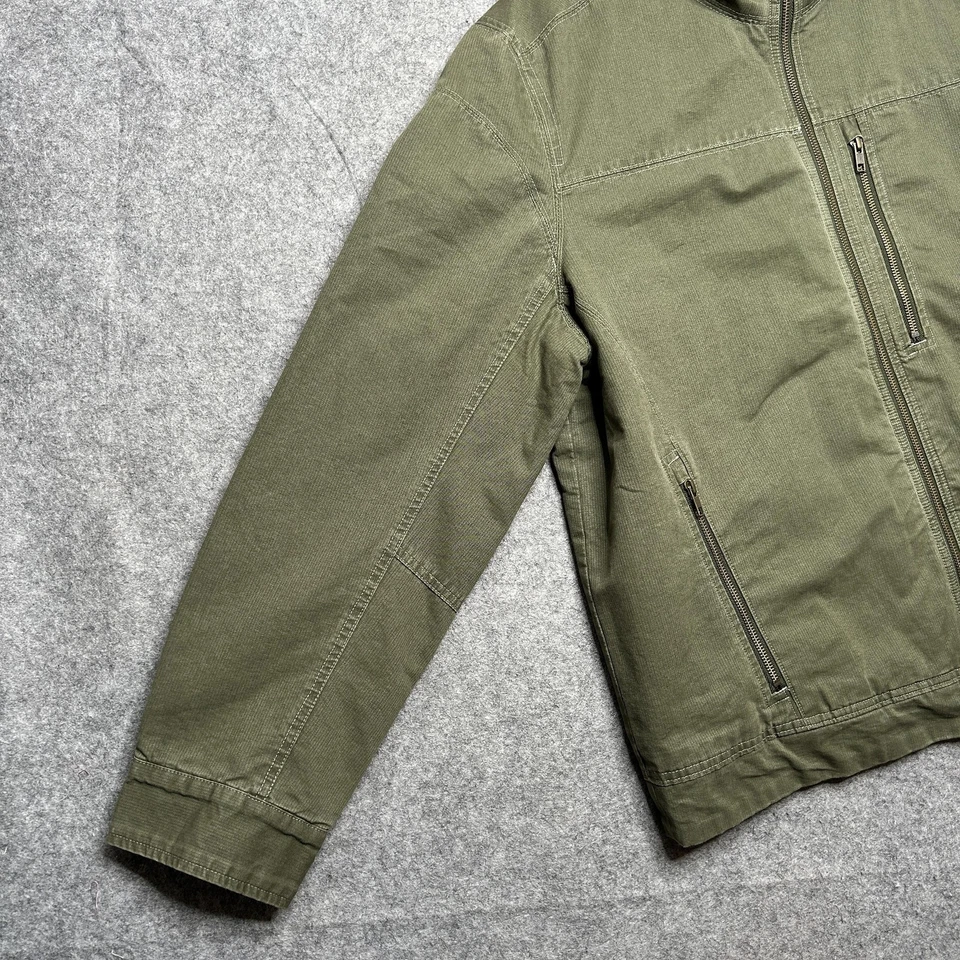 LL Bean Chaqueta Para Hombres XL Verde Lona Manta Forrada Lana Sherpa Cuello Aislado Foto 3 de 4