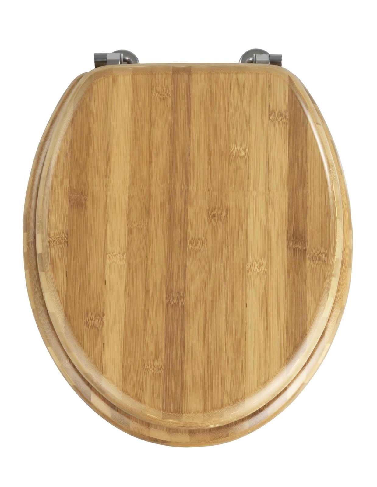 Abattant WC bois bambou universel et lunette de toilette robuste fixation inox