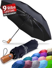 New Windproof Travel Umbrellas for Rain Automatic 10 Bigger Canopy Strong Frame