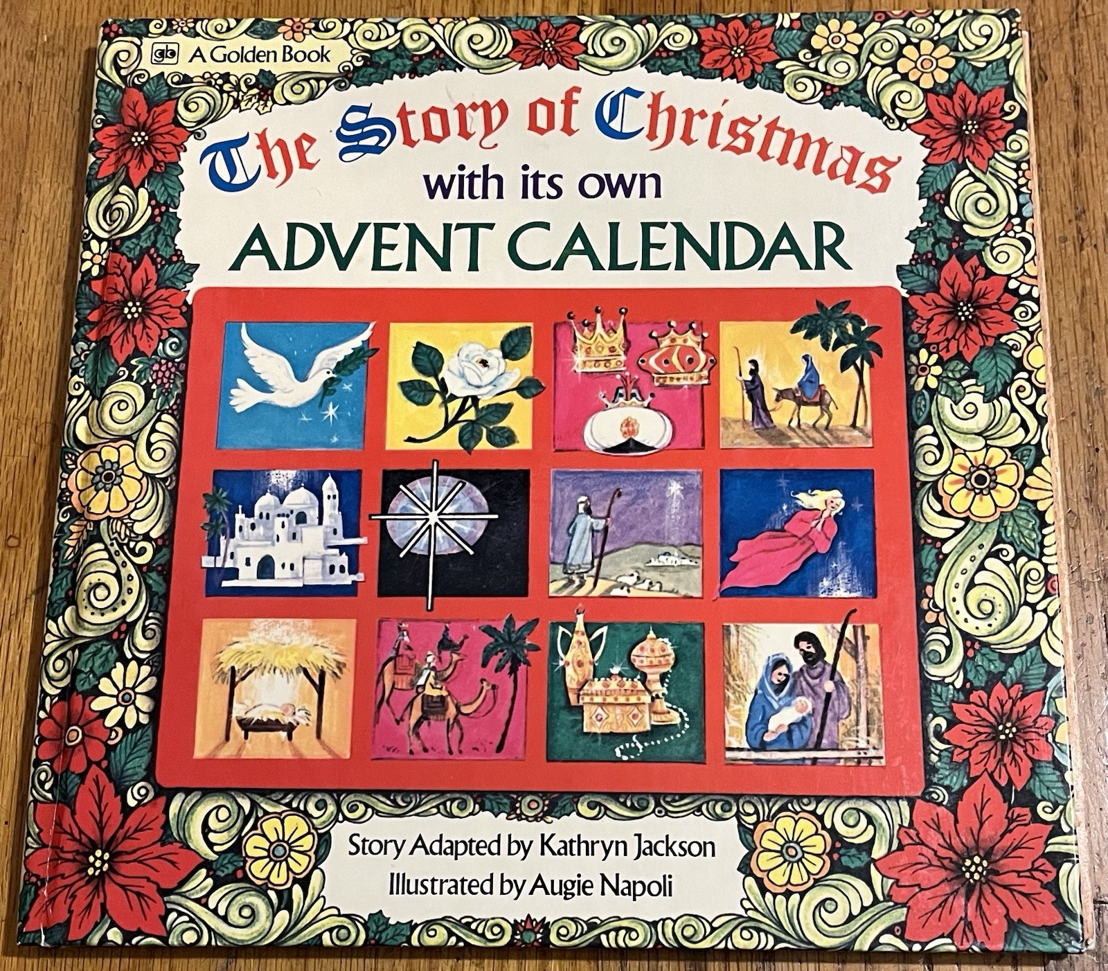 THE STORY OF CHRISTMAS W/ ADVENT CALENDAR : Kathryn Jackson : Augie Napoli : vtg