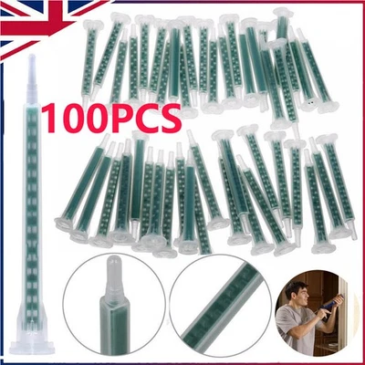 U-DREAMHOME 100 Pack Static Mixer Epoxy Resin Mixing Tube Nozzles Syringe for AB Glue Gun UK