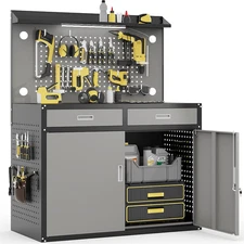 Workbench with Drawers 65 Inch, 2000 LBS Capacity LED Light