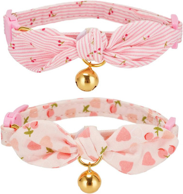 Katzenhalsband mit Schleife und Glöckchen - Breakaway rosa Kätzchenhalsband mit abnehmbarem Knoten